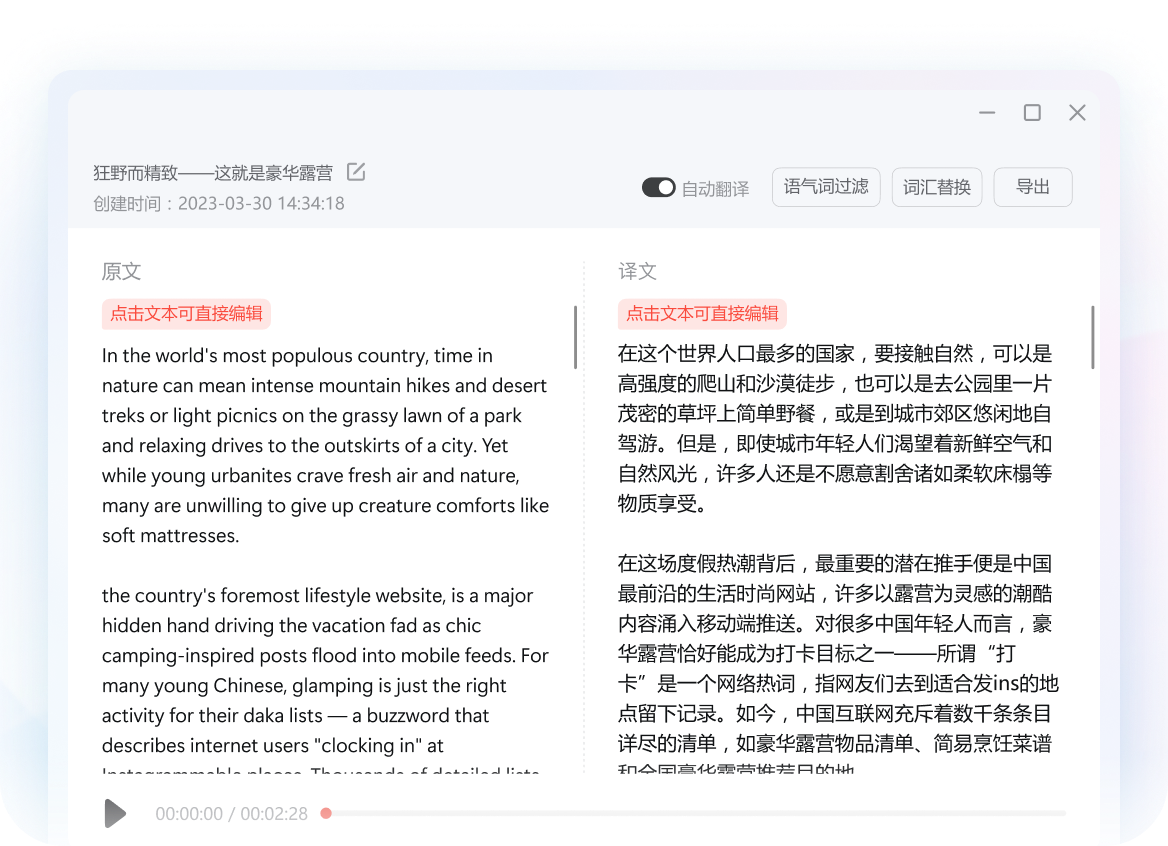 语音识别与音频转译界面